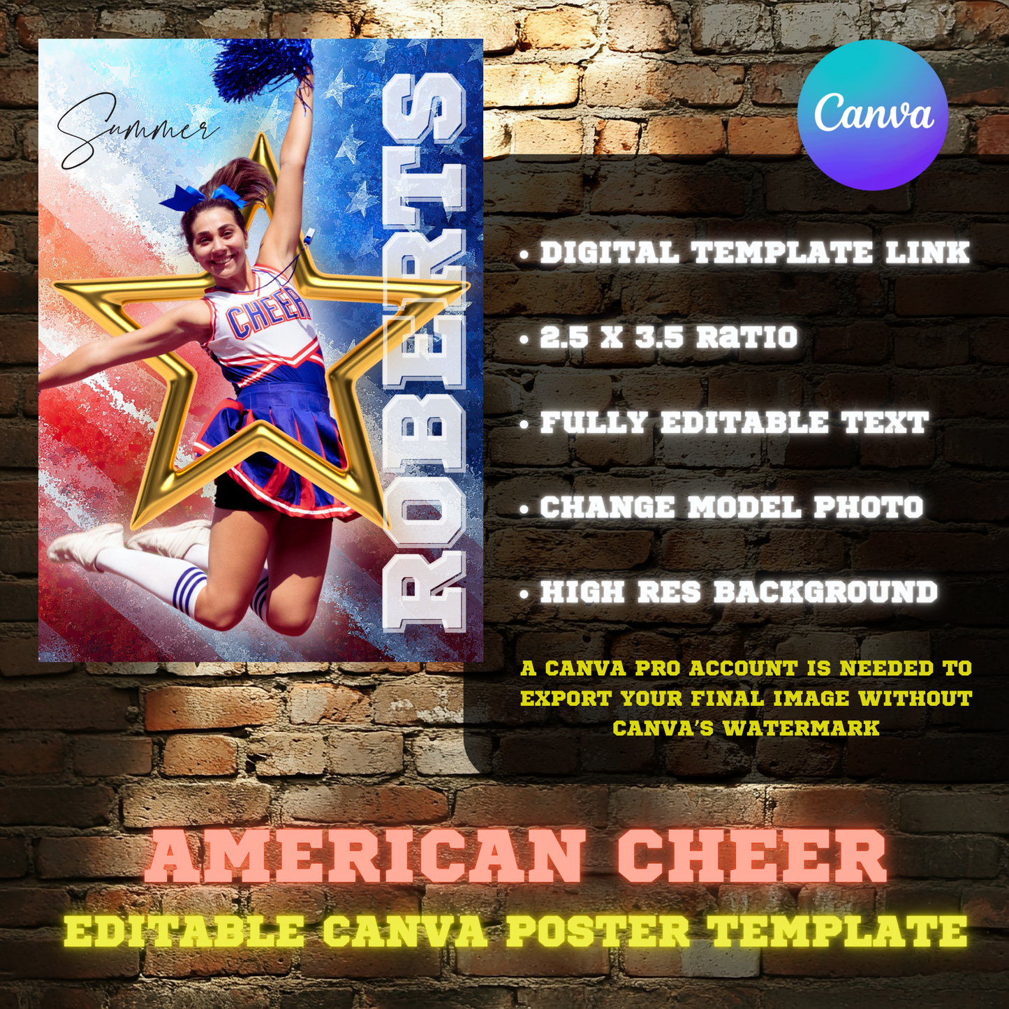 American Cheer Canva Poster Template