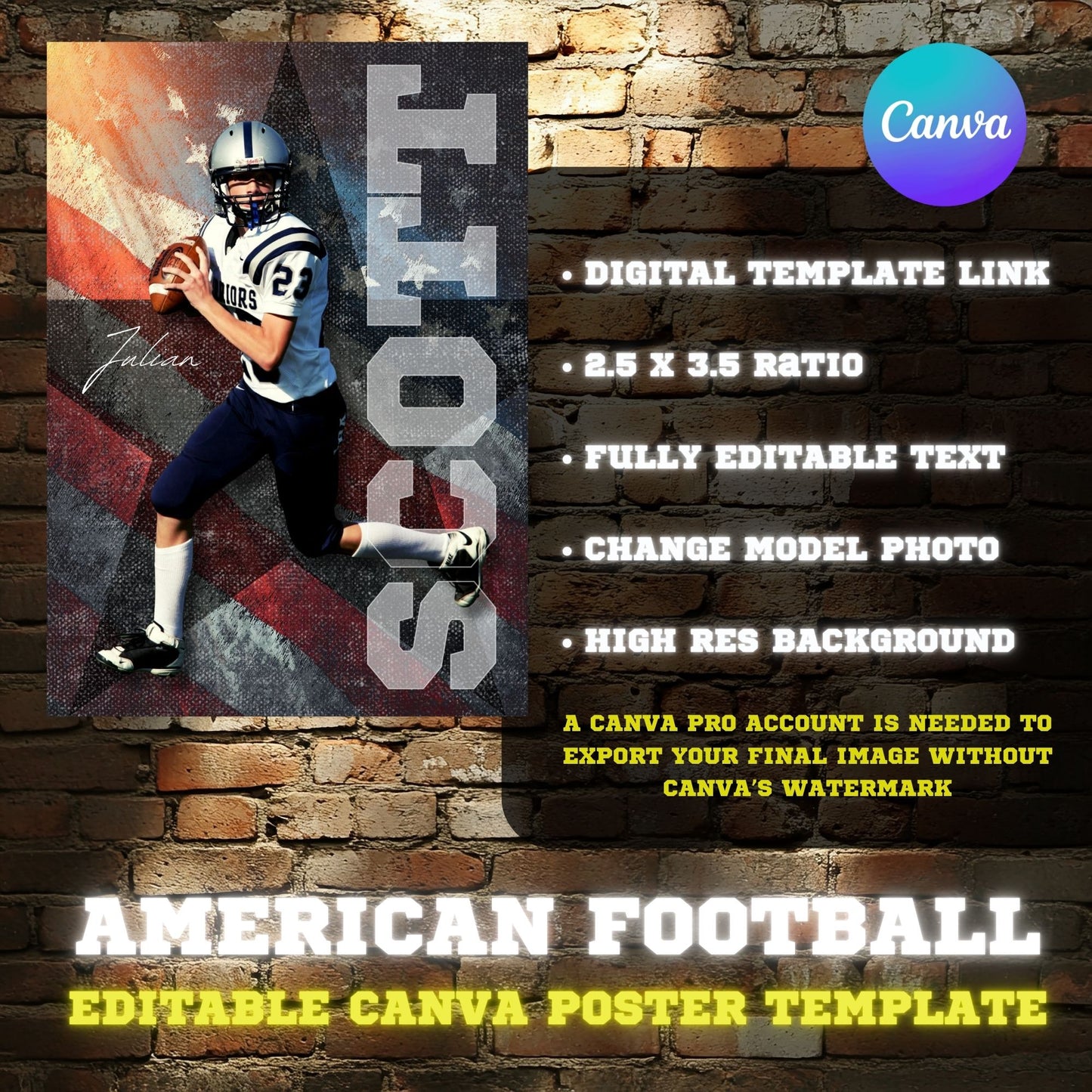 American Football Canva Poster Template