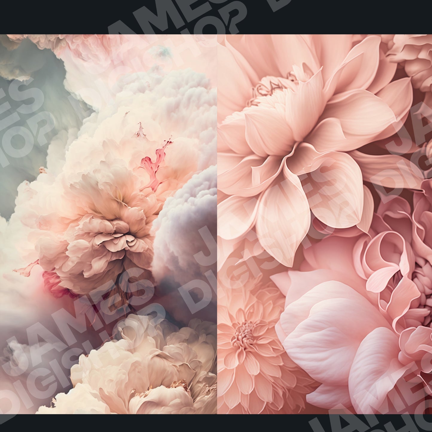 20 Soft Pink Floral Clouds Background Bundle