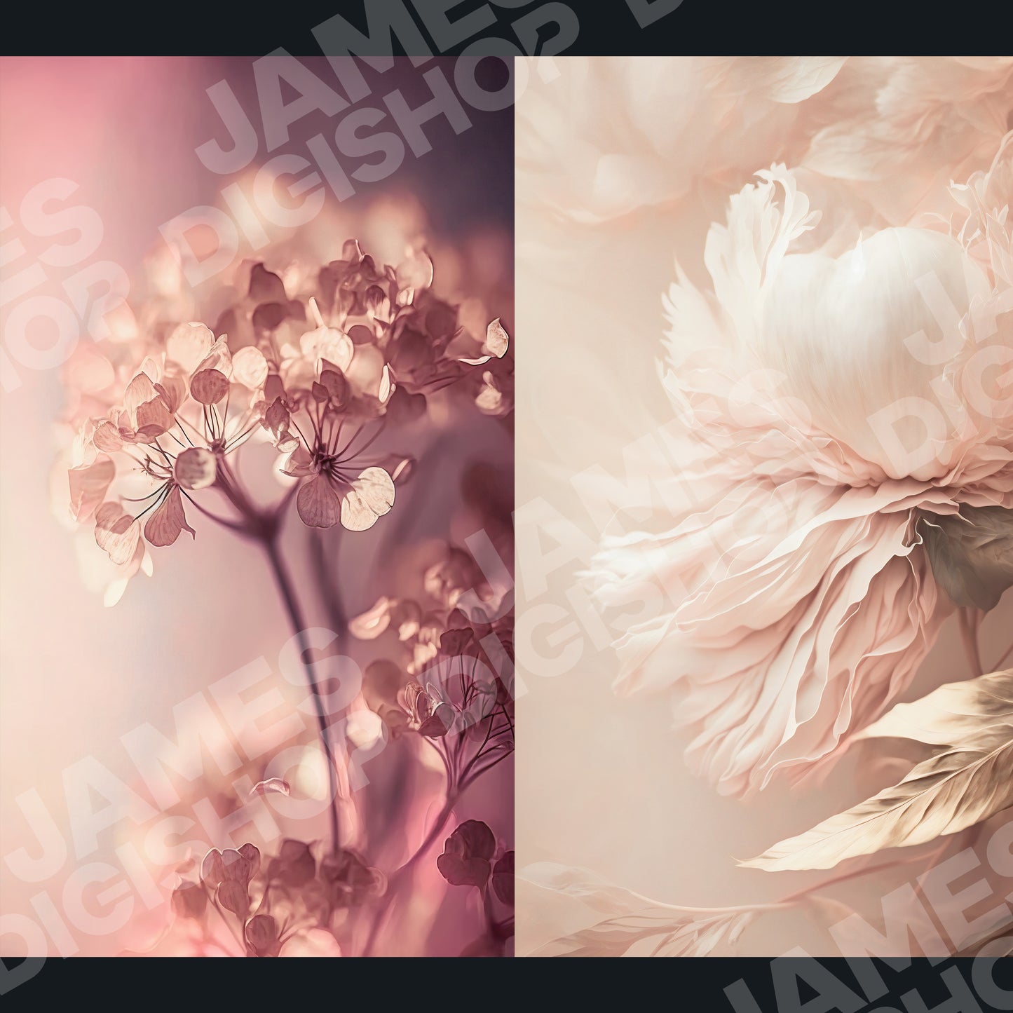 20 Soft Pink Floral Clouds Background Bundle