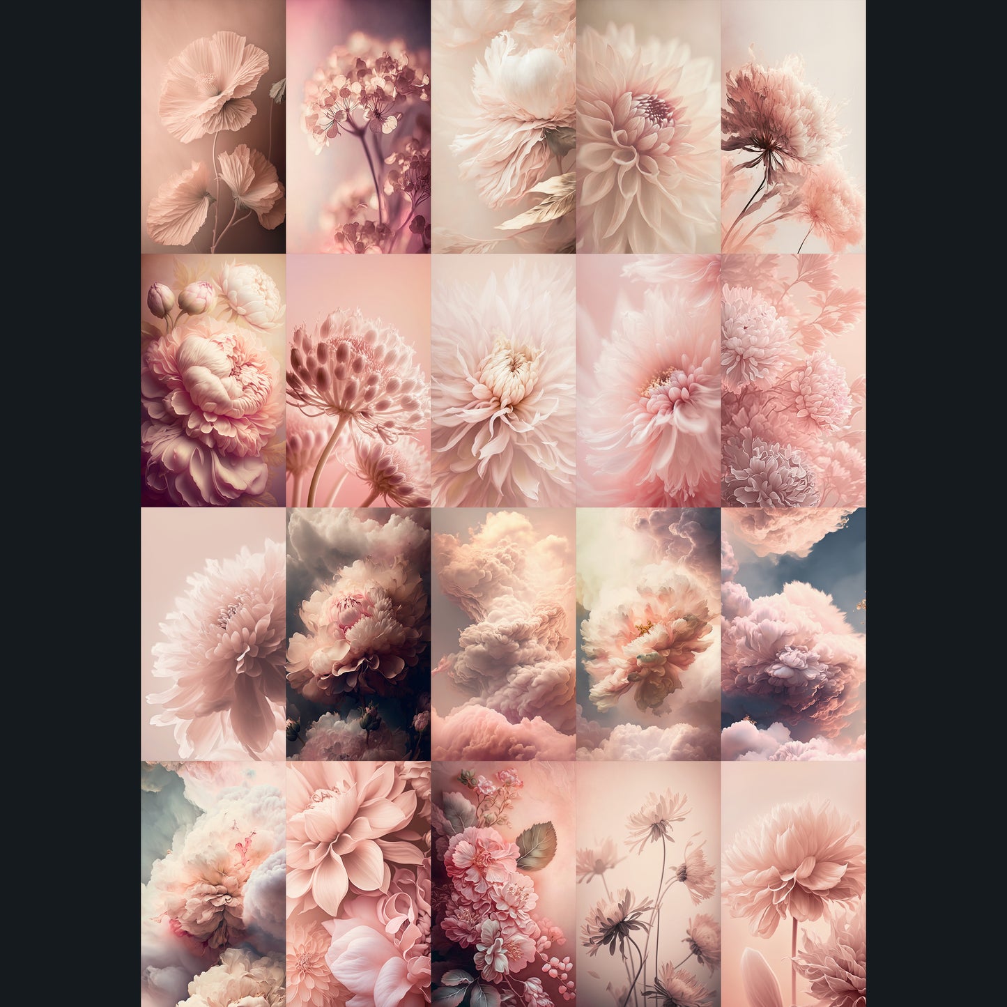 20 Soft Pink Floral Clouds Background Bundle