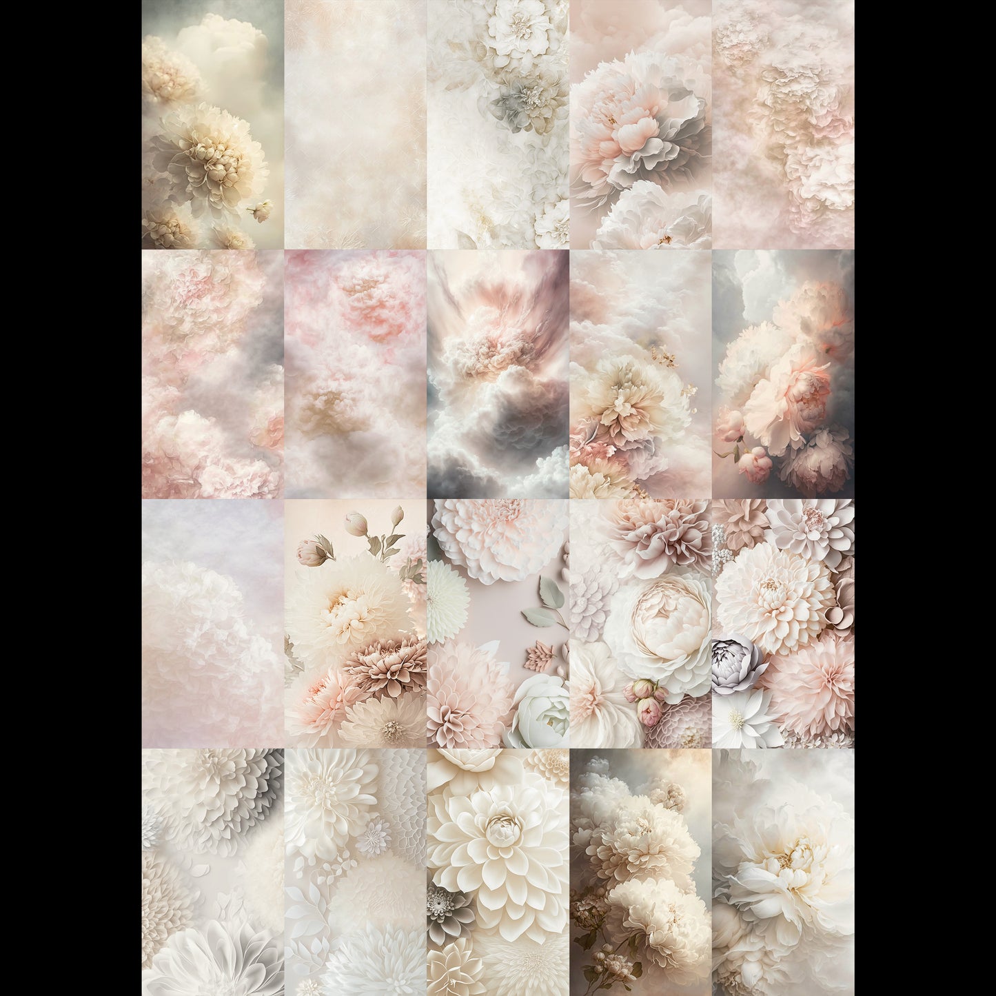 20 Soft Floral Clouds Background Bundle