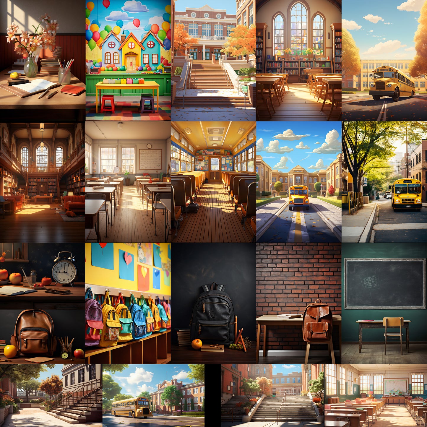 20 Back to School Digital Background Bundle