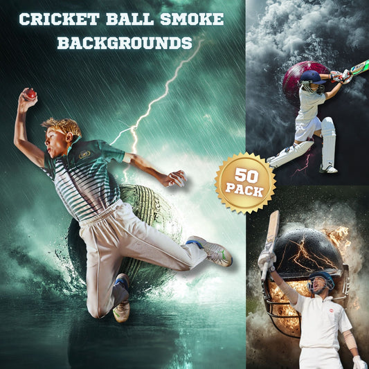 50 Cricket Ball Smoke Sports Background Bundle