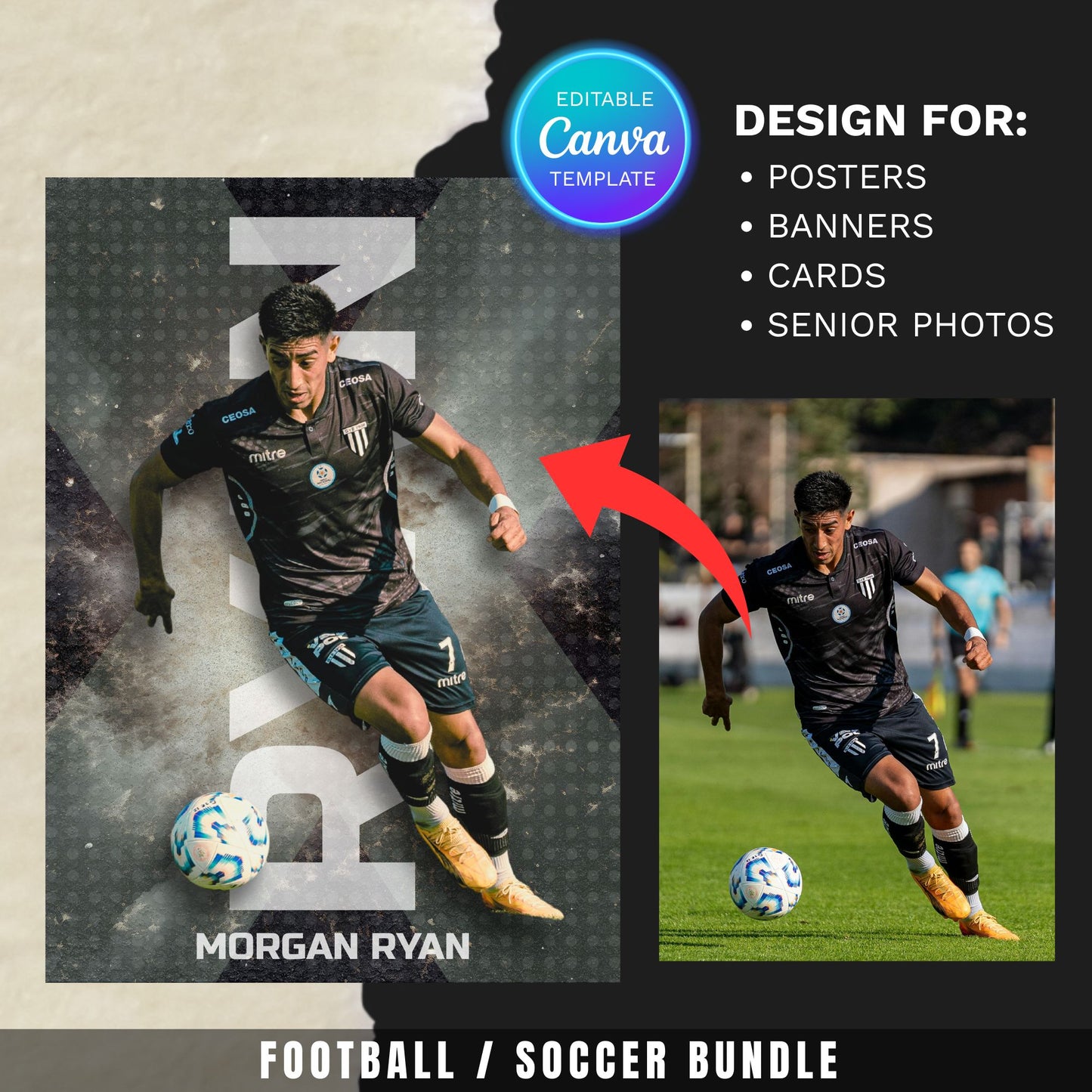 Soccer Canva Poster Template (Black)