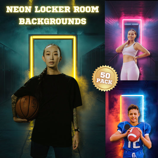 50 Neon Locker Room Sports Background Bundle