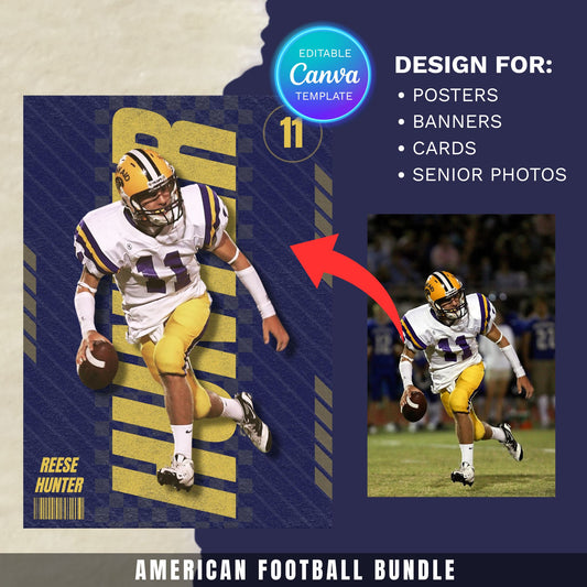 American Football Canva Poster Template (Blue)