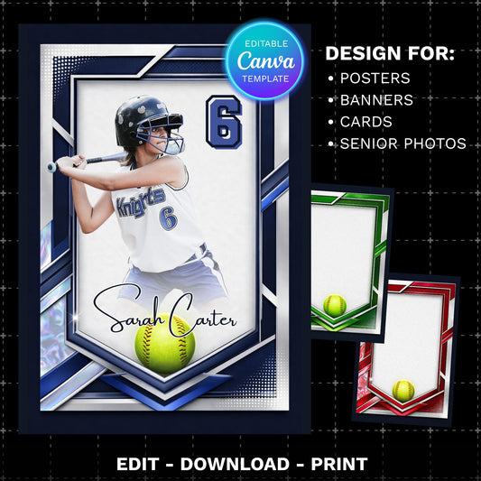 Softball Card Canva Template