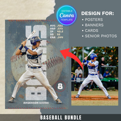 Baseball Card Canva Poster Template (Vintage Design)