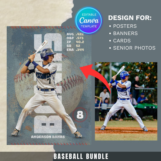 Baseball Card Canva Poster Template (Vintage Design)