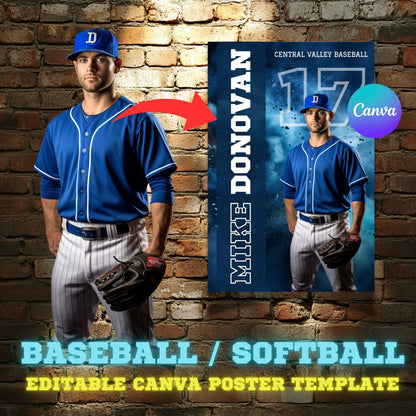Baseball Canva Poster Template (Blue Fog)