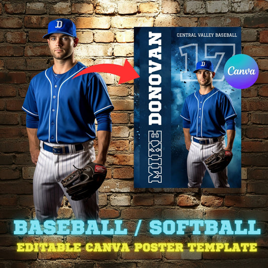 Baseball Canva Poster Template (Blue Fog)