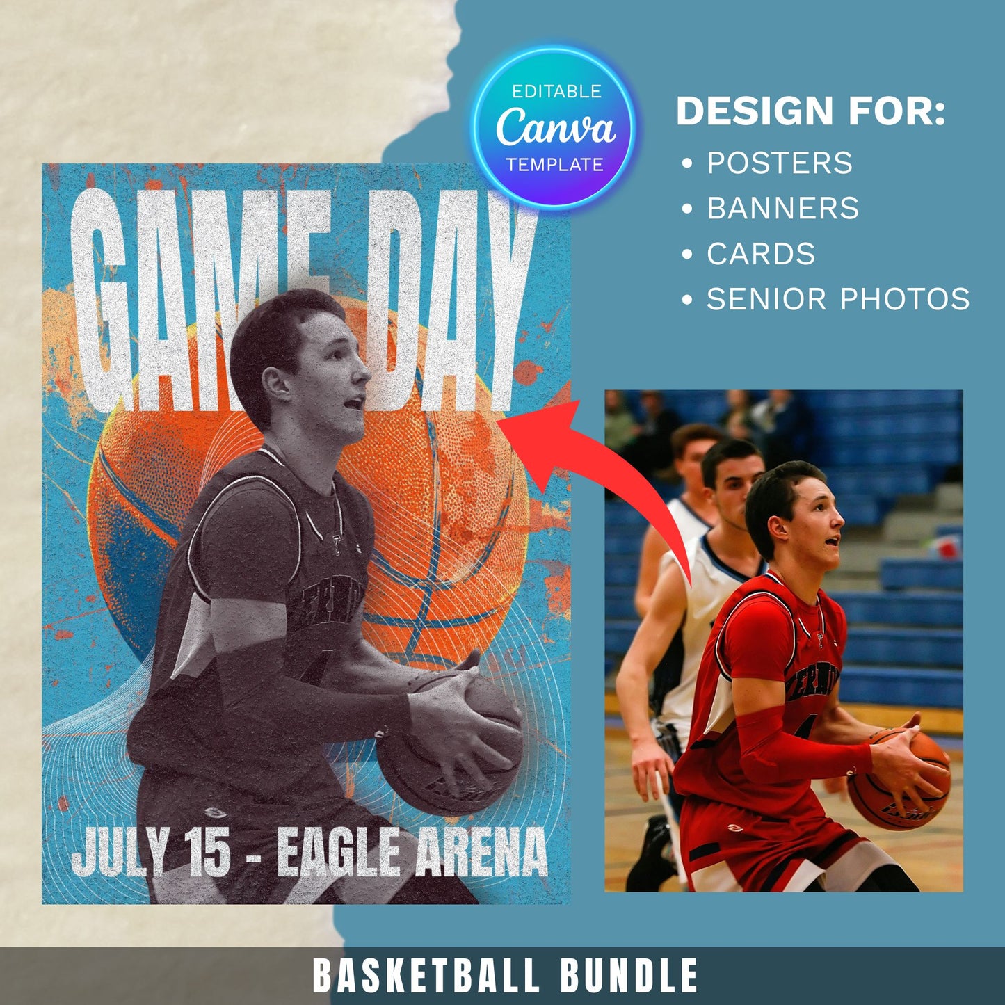 Basketball Canva Poster Template (Vintage Design)