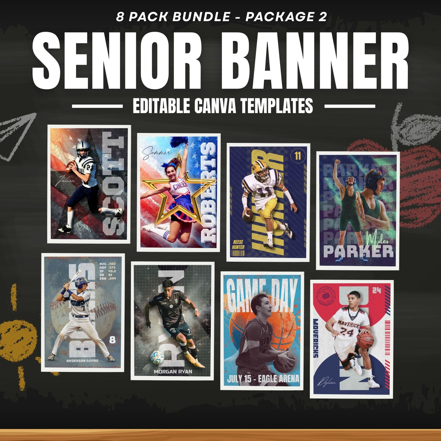 8 Editable Canva Templates for All Sports - Pack 2