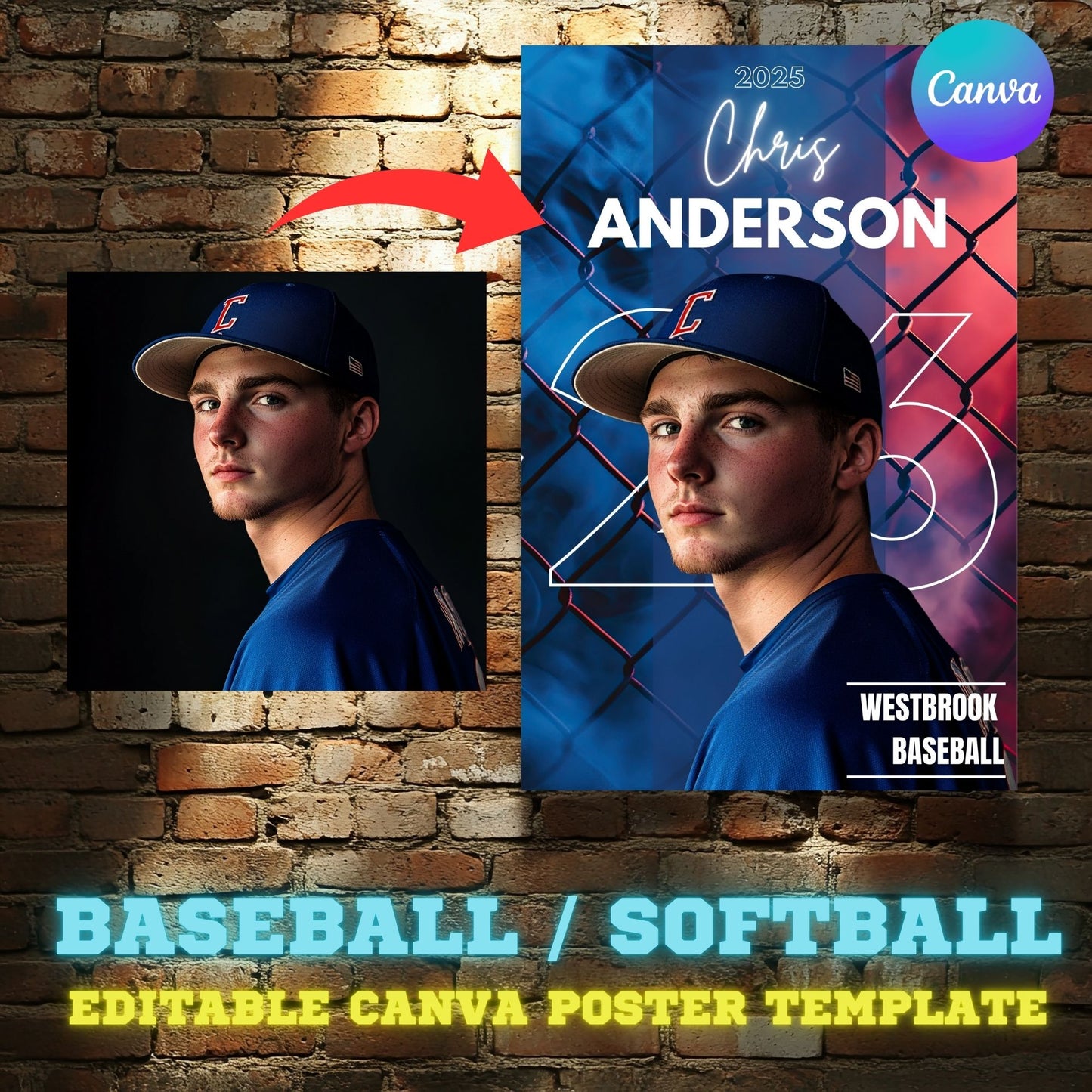 Baseball Canva Poster Template (Fence)