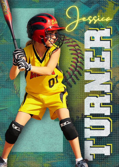 Softball Card (Green) Canva Template