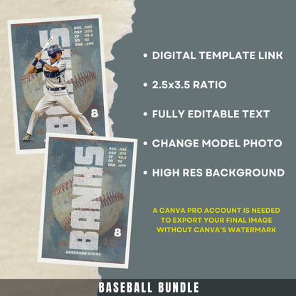 Baseball Card Canva Poster Template (Vintage Design)