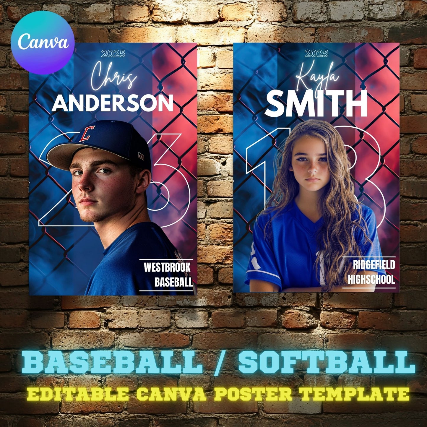 Baseball Canva Poster Template (Fence)