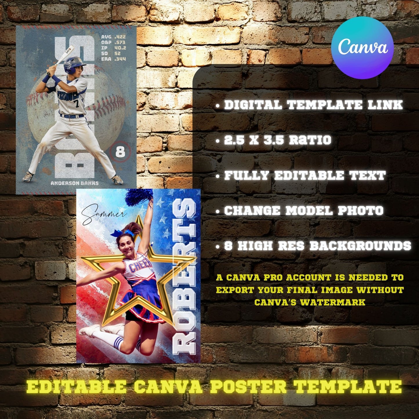 8 Pack Sports Bundle Canva Poster Template (Pack 2)