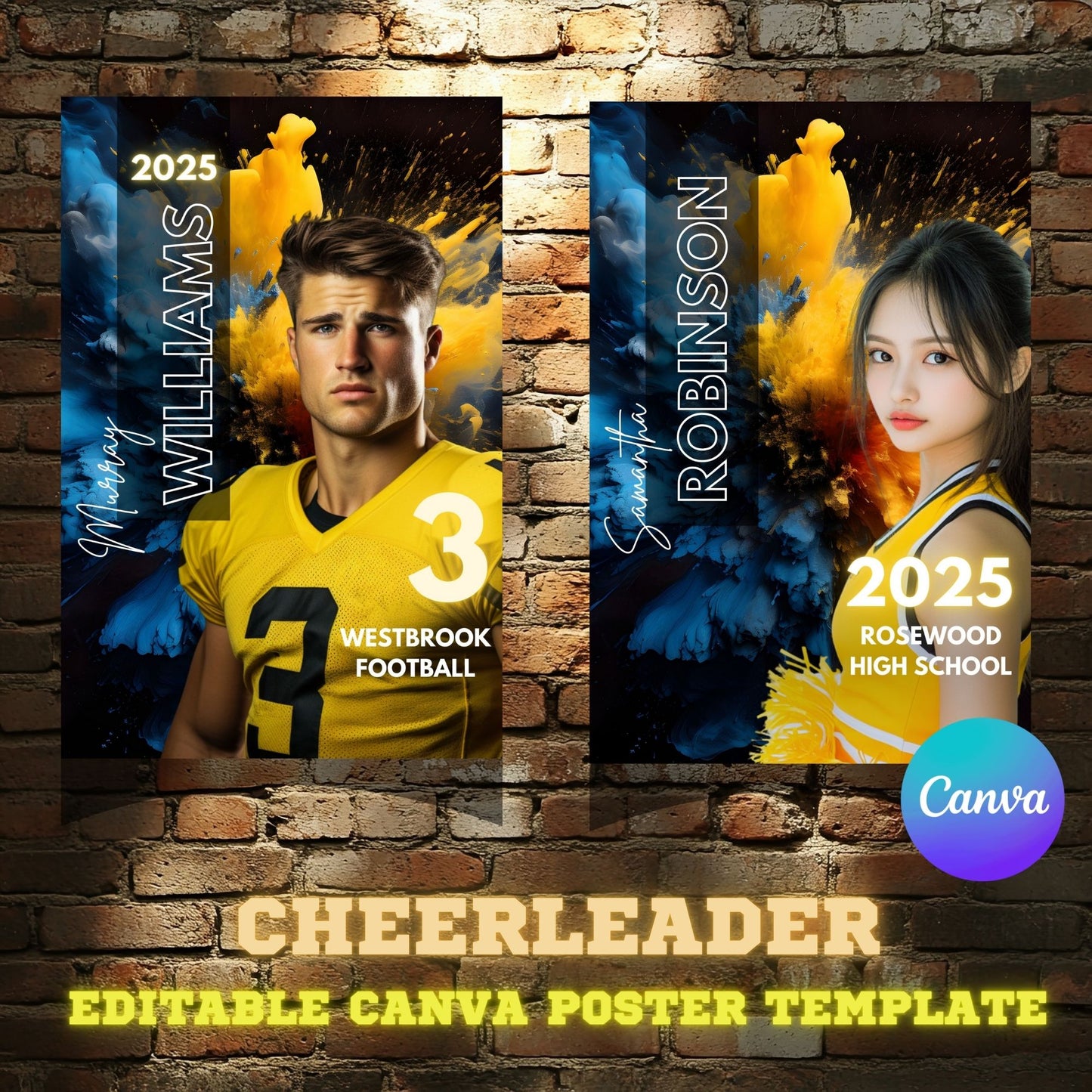 Cheerleader Canva Poster Template (Yellow)
