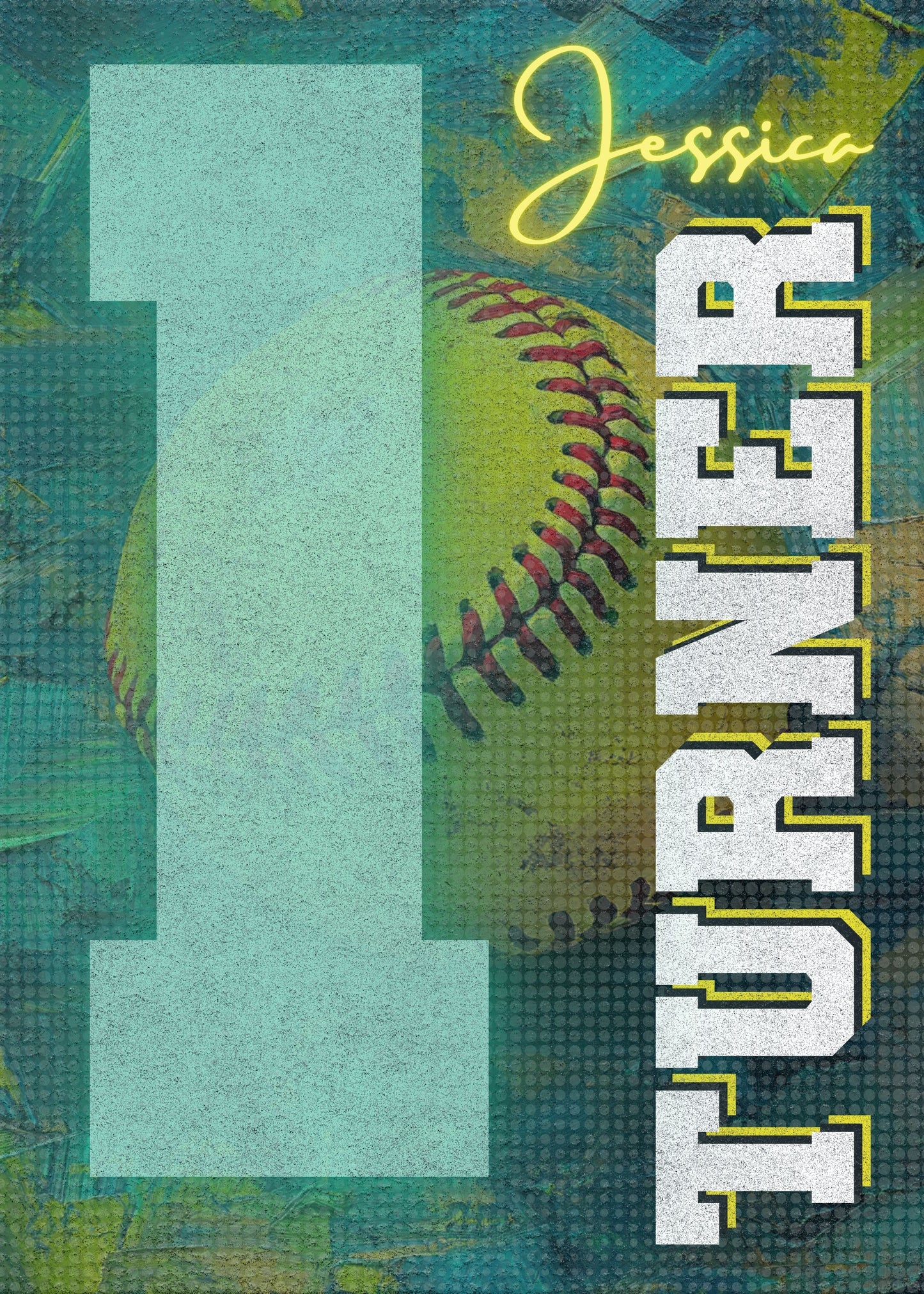 Softball Card (Green) Canva Template