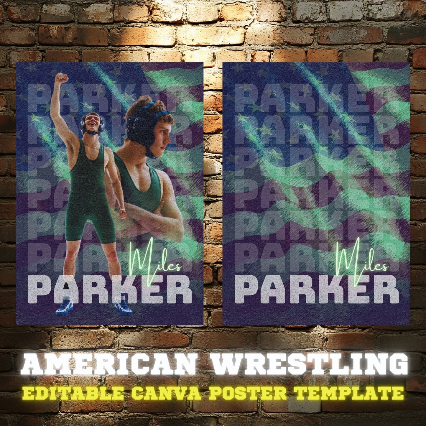 American Wrestling Canva Poster Template