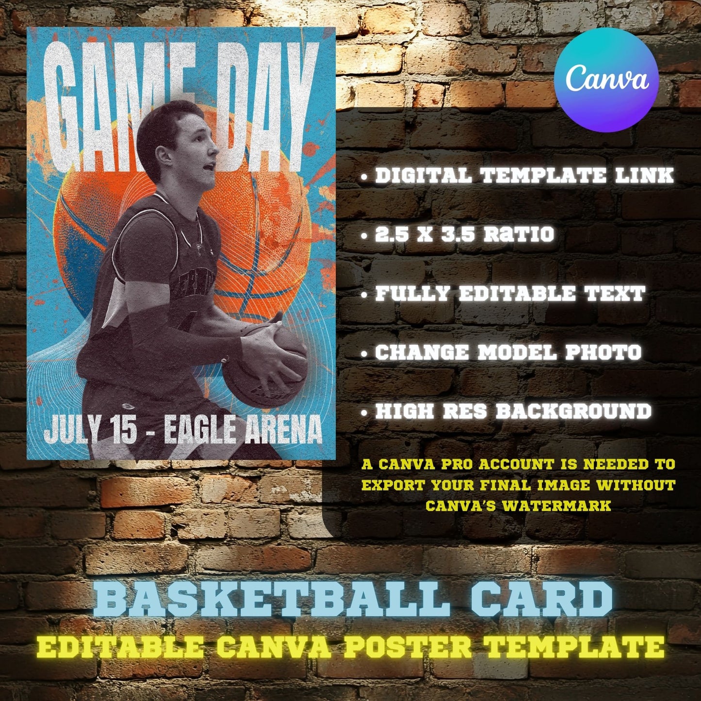 Basketball Canva Poster Template (Vintage Design)