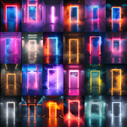 50 Neon Locker Room Sports Background Bundle