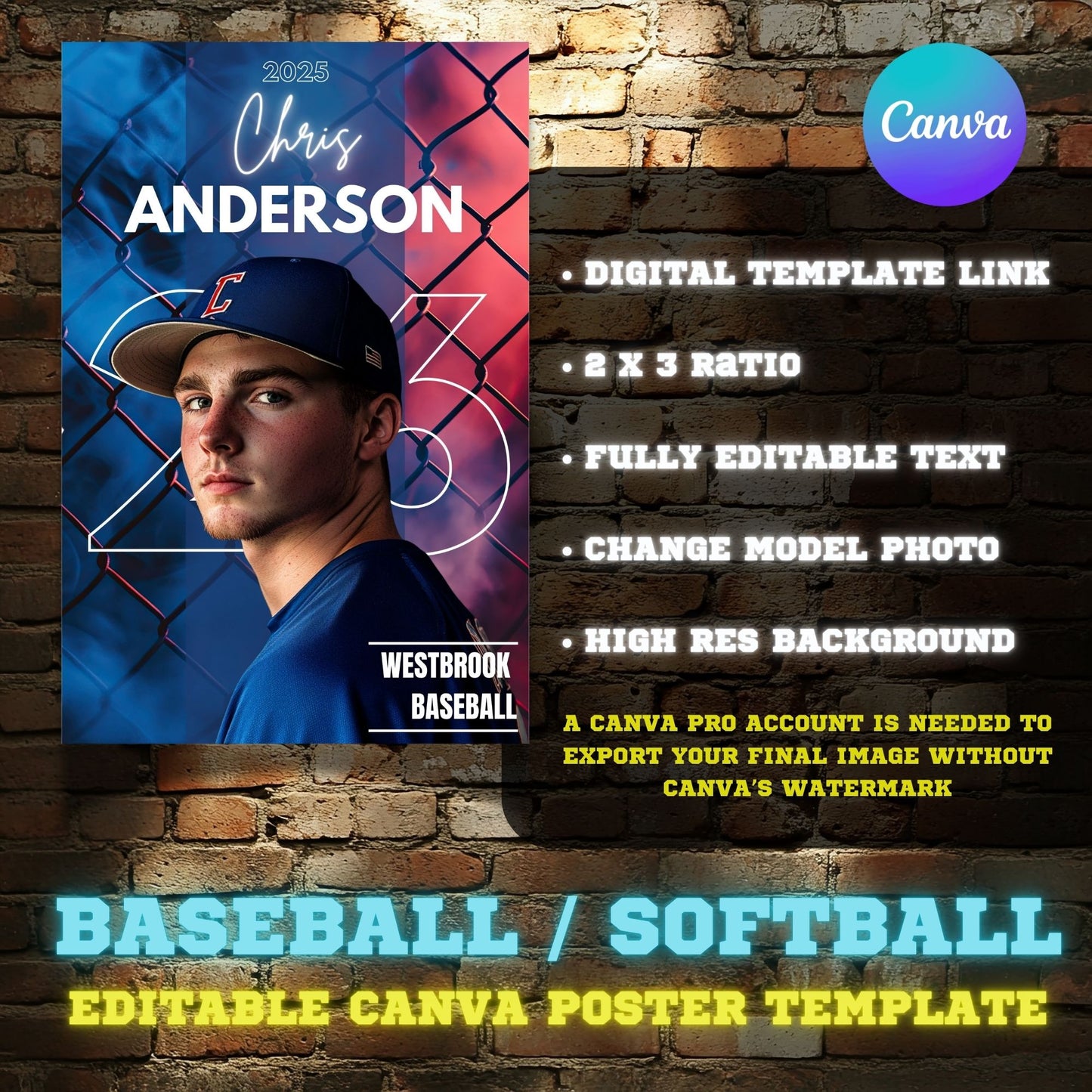 Baseball Canva Poster Template (Fence)