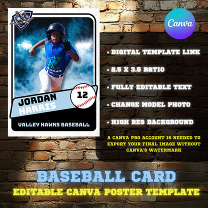 Baseball Card Canva Poster Template