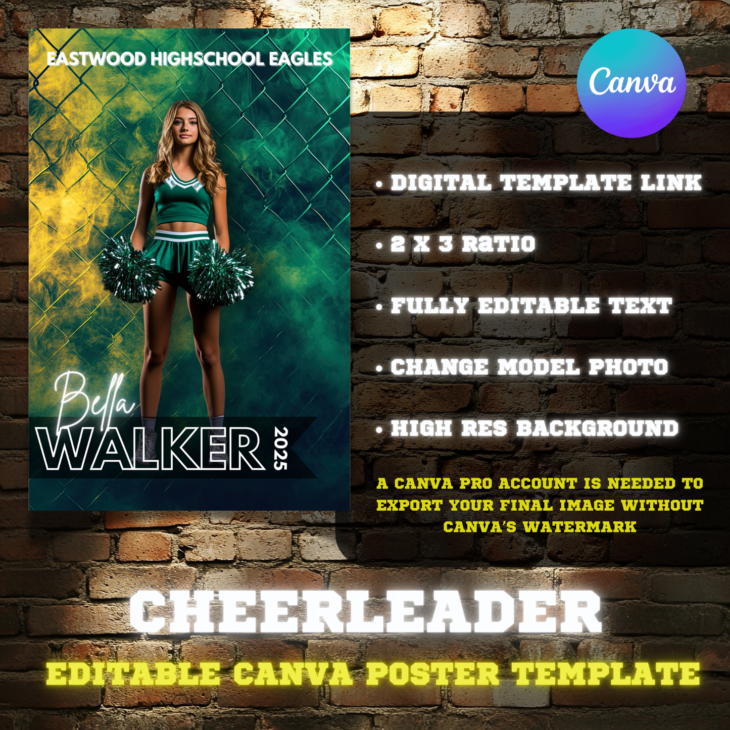 Cheerleader Canva Poster Template