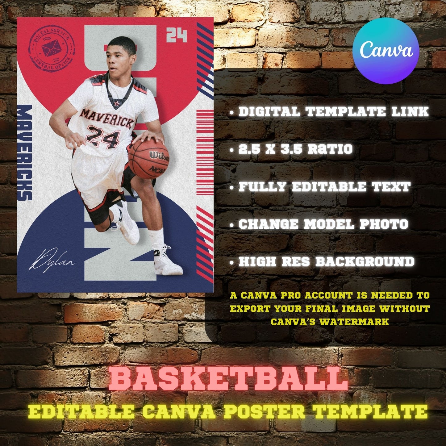 Basketball Card Canva Poster Template