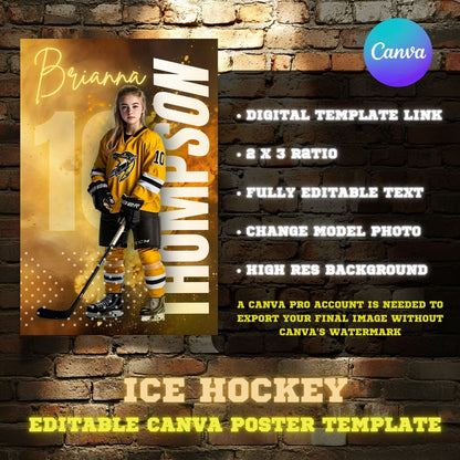 Ice Hockey Canva Poster Template