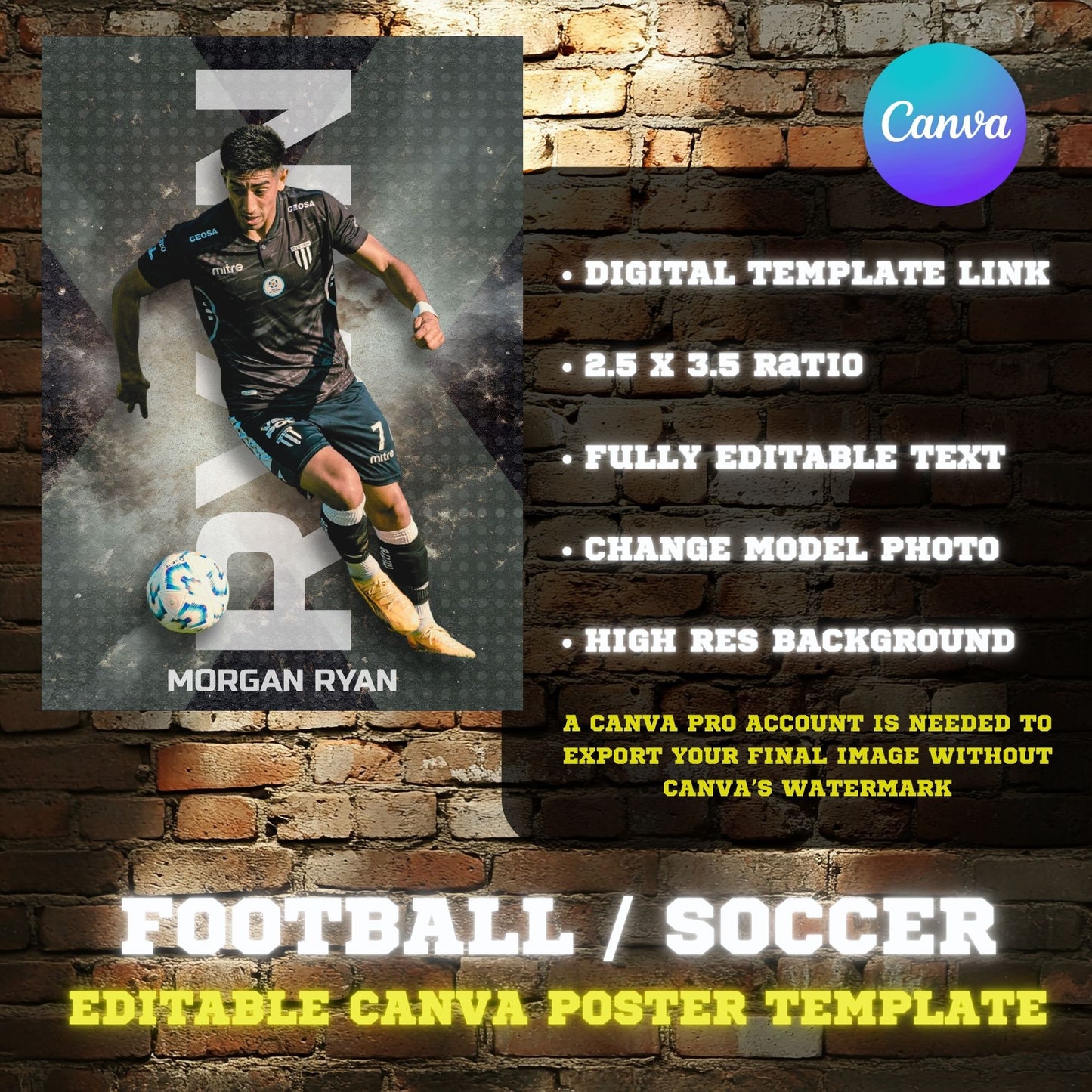 Soccer Canva Poster Template (Black)