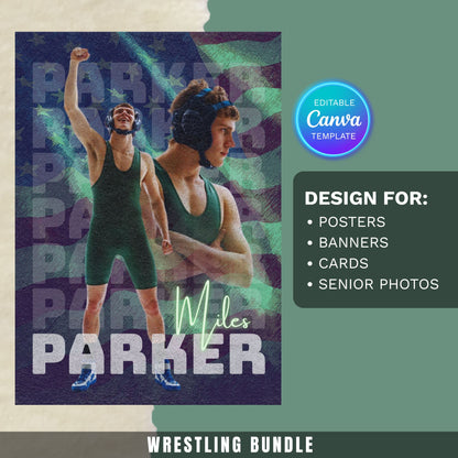 American Wrestling Canva Poster Template