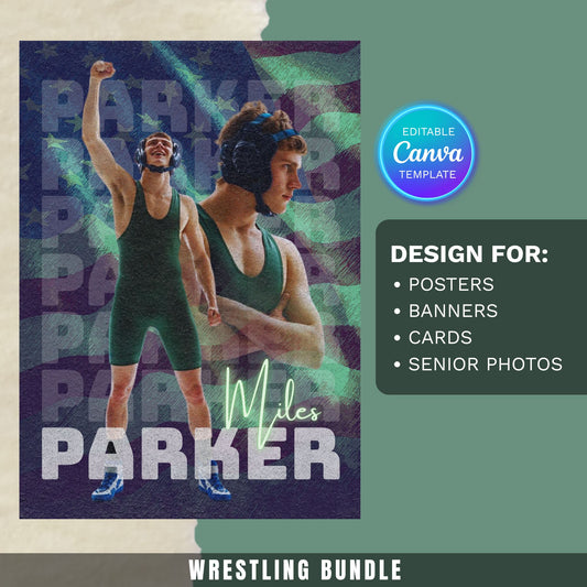 American Wrestling Canva Poster Template
