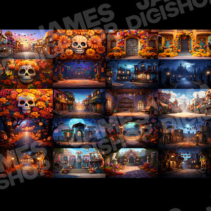 20 Dia de los Muertos Background Bundle