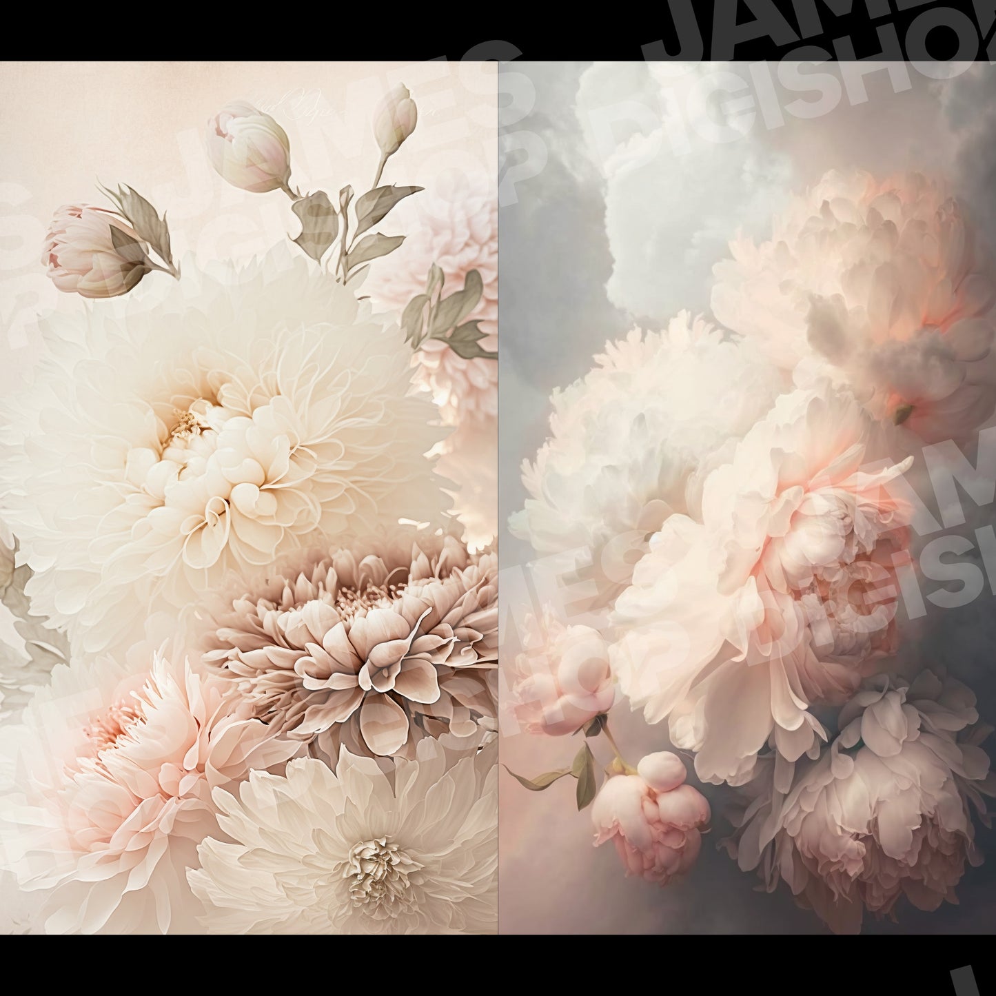 20 Soft Floral Clouds Background Bundle