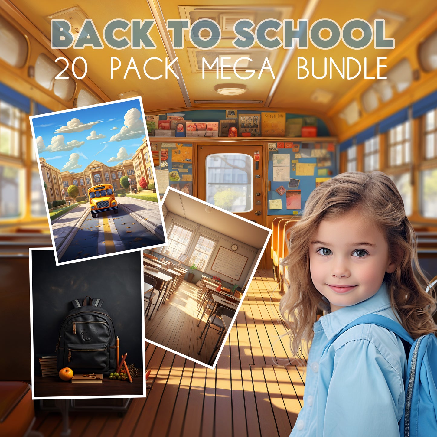 20 Back to School Digital Background Bundle