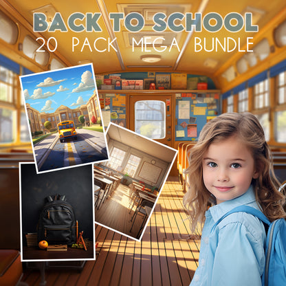 20 Back to School Digital Background Bundle