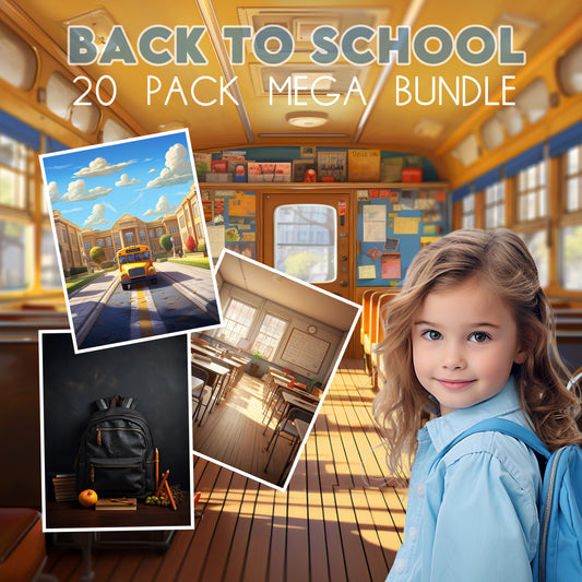 20 Back to School Digital Background Bundle